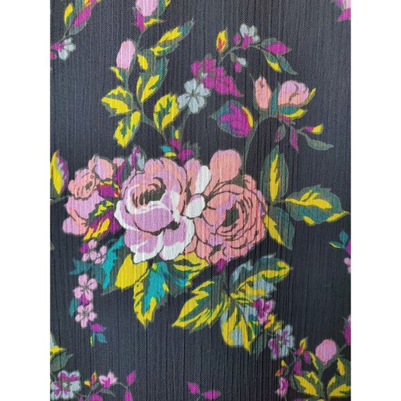 Express Midi Dress Womens Medium Black Floral Chiffon Party Flutter Sleeve - Picture 3 of 13